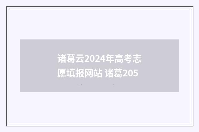 诸葛云2024年高考志愿填报网站 诸葛205