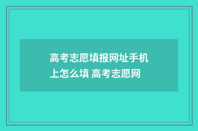 高考志愿填报网址手机上怎么填 高考志愿网