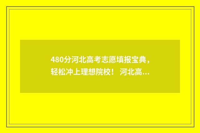 480分河北高考志愿填报宝典，轻松冲上理想院校！ 河北高考480分算什么水平