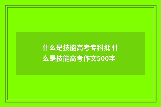 什么是技能高考专科批 什么是技能高考作文500字