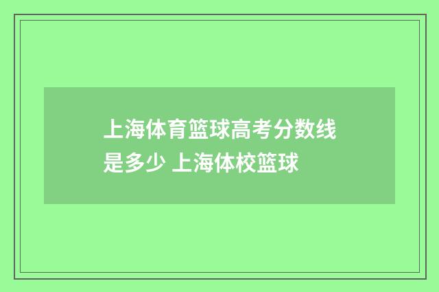 上海体育篮球高考分数线是多少 上海体校篮球