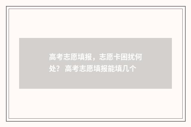 高考志愿填报，志愿卡困扰何处？ 高考志愿填报能填几个
