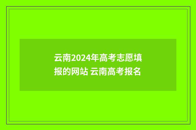 云南2024年高考志愿填报的网站 云南高考报名