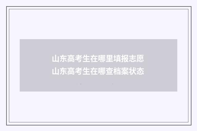 山东高考生在哪里填报志愿 山东高考生在哪查档案状态