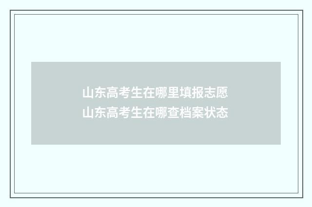 山东高考生在哪里填报志愿 山东高考生在哪查档案状态