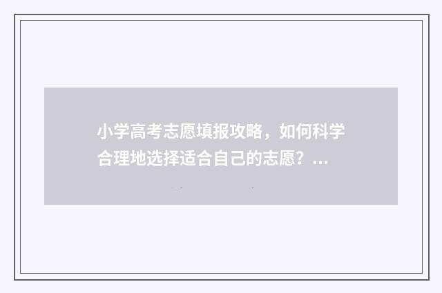 小学高考志愿填报攻略，如何科学合理地选择适合自己的志愿？ 小学填志愿2所学校,有可能都被录取么