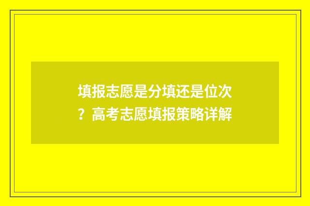 填报志愿是分填还是位次？高考志愿填报策略详解