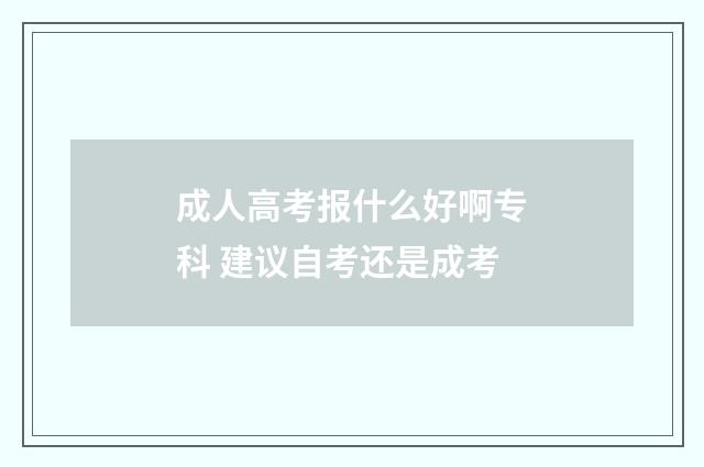 成人高考报什么好啊专科 建议自考还是成考
