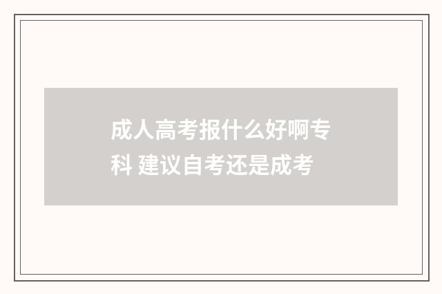 成人高考报什么好啊专科 建议自考还是成考