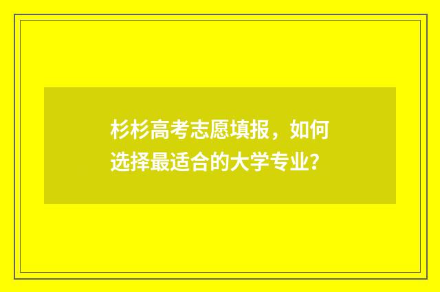 杉杉高考志愿填报，如何选择最适合的大学专业？