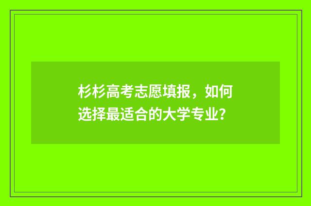 杉杉高考志愿填报，如何选择最适合的大学专业？