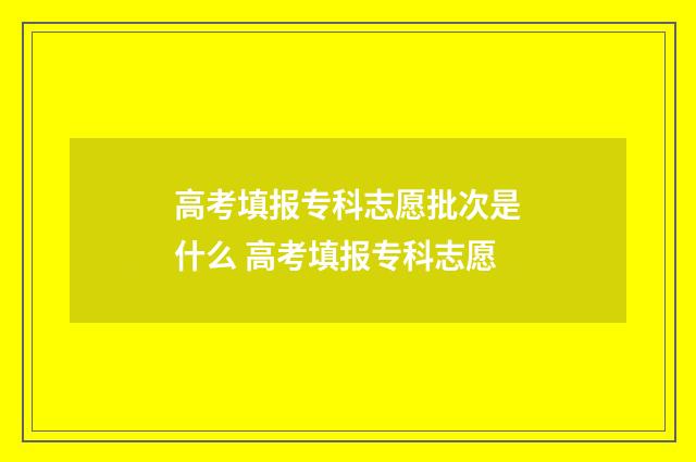 高考填报专科志愿批次是什么 高考填报专科志愿