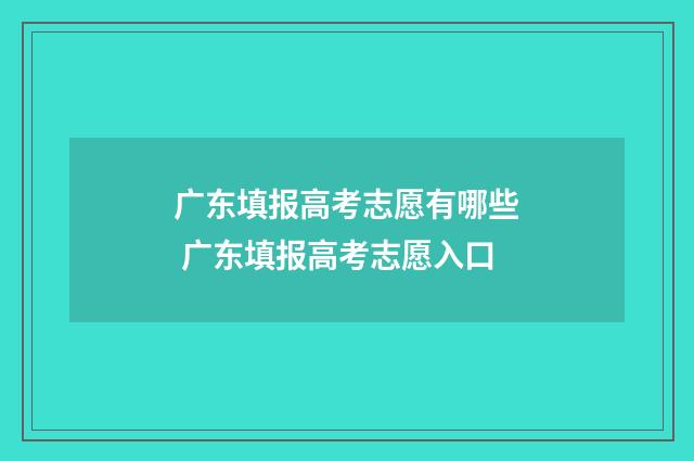 广东填报高考志愿有哪些 广东填报高考志愿入口