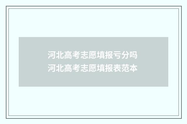 河北高考志愿填报亏分吗 河北高考志愿填报表范本