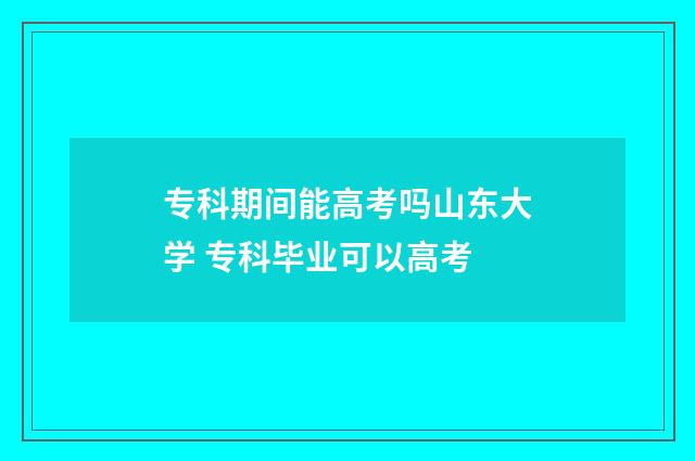 专科期间能高考吗山东大学 专科毕业可以高考