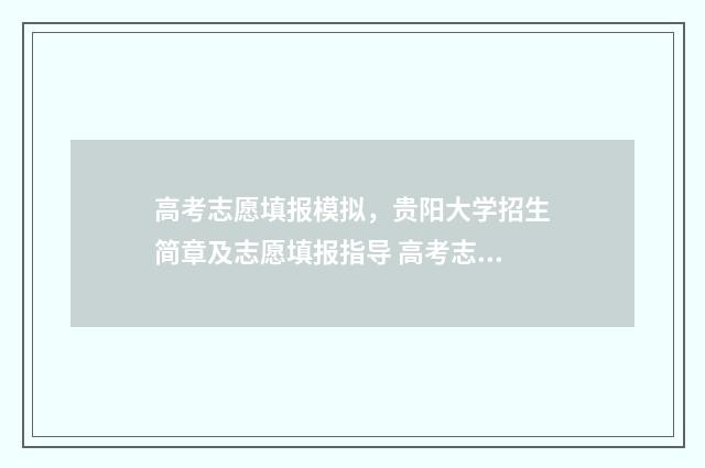 高考志愿填报模拟，贵阳大学招生简章及志愿填报指导 高考志愿填报模板