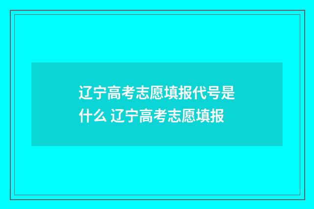 辽宁高考志愿填报代号是什么 辽宁高考志愿填报