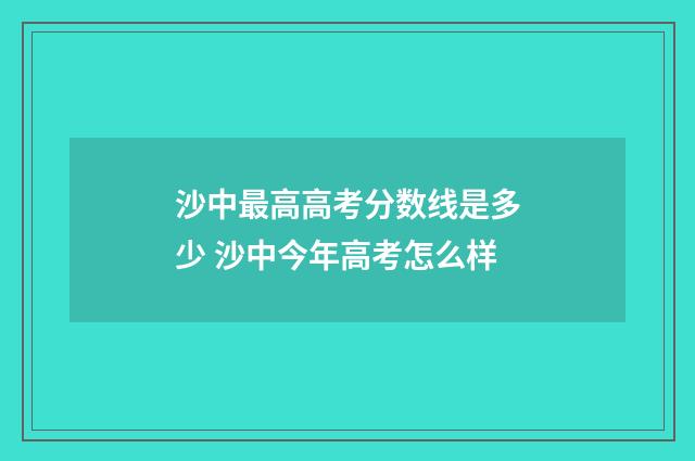 沙中最高高考分数线是多少 沙中今年高考怎么样