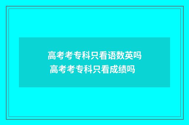 高考考专科只看语数英吗 高考考专科只看成绩吗