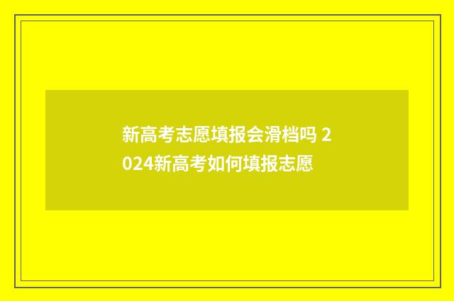 新高考志愿填报会滑档吗 2024新高考如何填报志愿