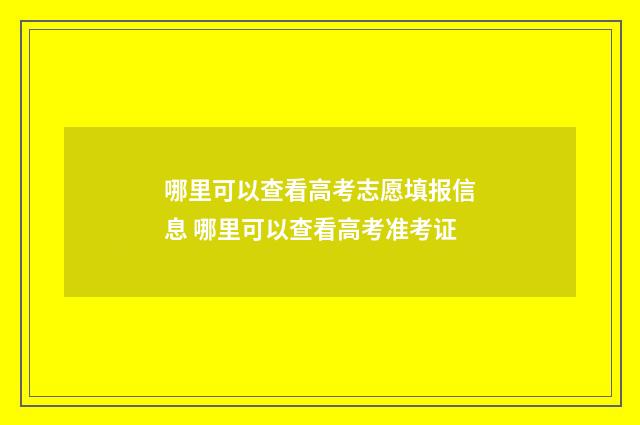 哪里可以查看高考志愿填报信息 哪里可以查看高考准考证