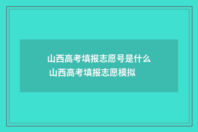 山西高考填报志愿号是什么 山西高考填报志愿模拟