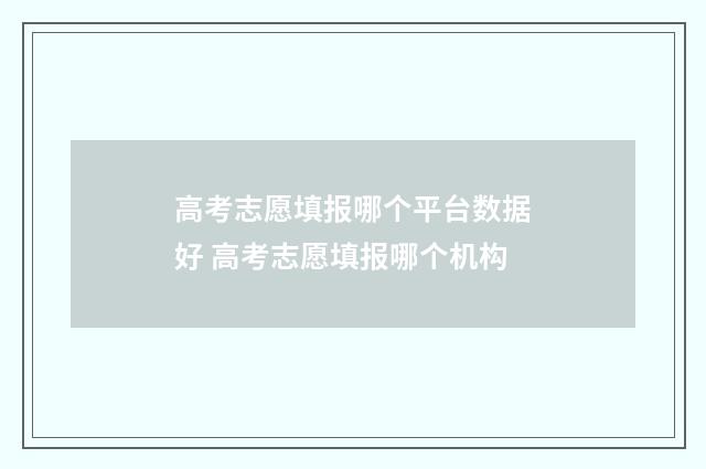 高考志愿填报哪个平台数据好 高考志愿填报哪个机构