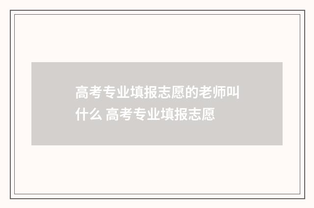 高考专业填报志愿的老师叫什么 高考专业填报志愿