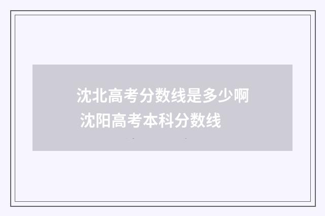 沈北高考分数线是多少啊 沈阳高考本科分数线