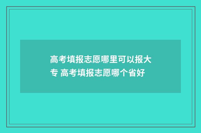 高考填报志愿哪里可以报大专 高考填报志愿哪个省好