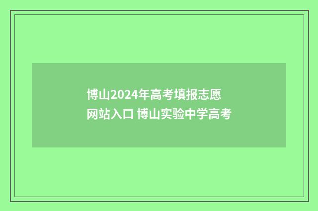 博山2024年高考填报志愿网站入口 博山实验中学高考