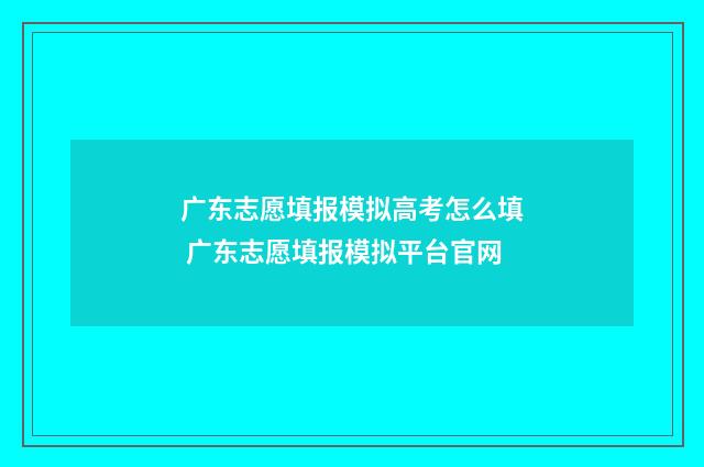 广东志愿填报模拟高考怎么填 广东志愿填报模拟平台官网
