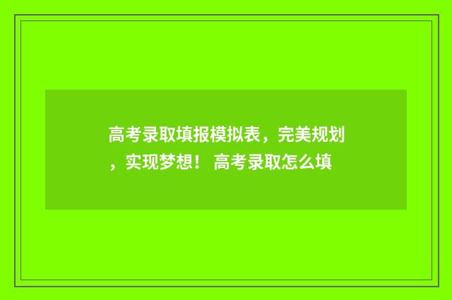 高考录取填报模拟表，完美规划，实现梦想！ 高考录取怎么填