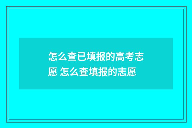 怎么查已填报的高考志愿 怎么查填报的志愿