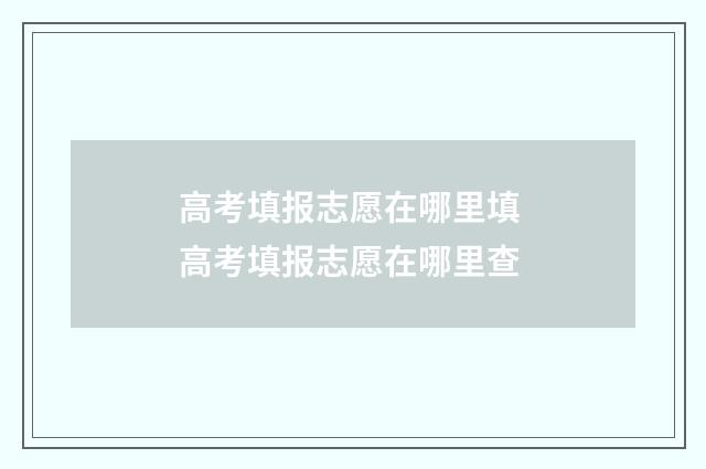 高考填报志愿在哪里填 高考填报志愿在哪里查