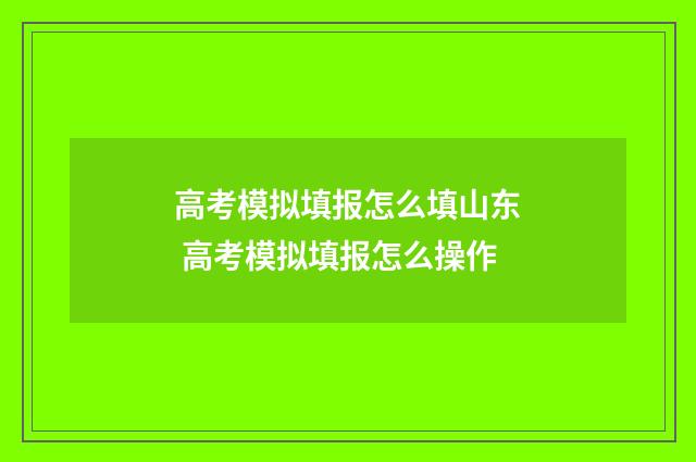 高考模拟填报怎么填山东 高考模拟填报怎么操作