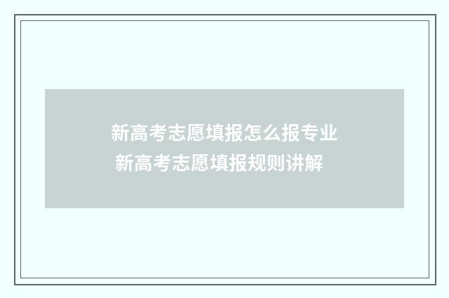 新高考志愿填报怎么报专业 新高考志愿填报规则讲解
