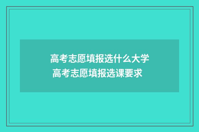 高考志愿填报选什么大学 高考志愿填报选课要求