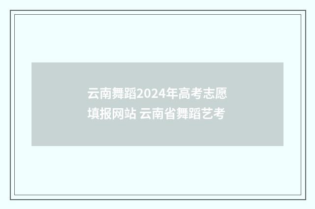 云南舞蹈2024年高考志愿填报网站 云南省舞蹈艺考