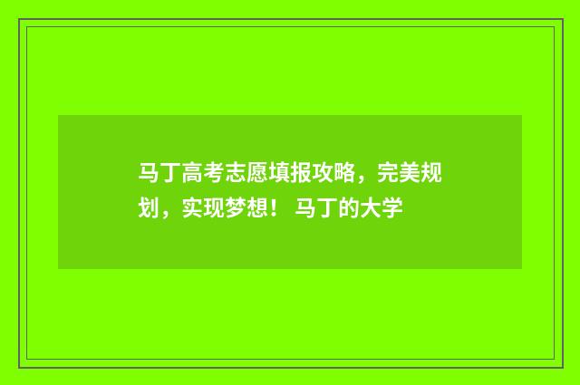 马丁高考志愿填报攻略，完美规划，实现梦想！ 马丁的大学