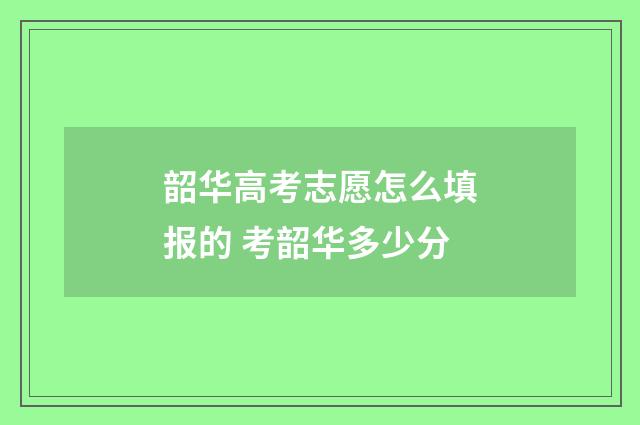 韶华高考志愿怎么填报的 考韶华多少分