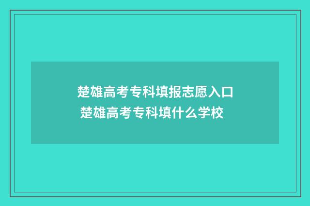 楚雄高考专科填报志愿入口 楚雄高考专科填什么学校