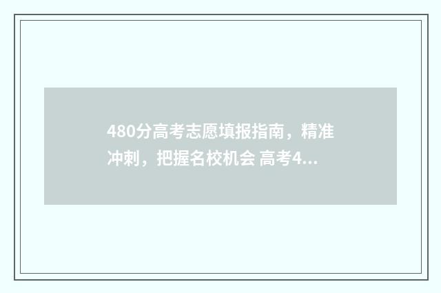 480分高考志愿填报指南，精准冲刺，把握名校机会 高考480分能进什么学校