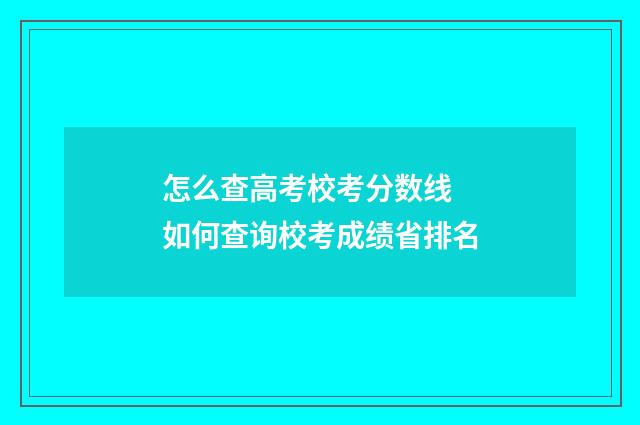 怎么查高考校考分数线 如何查询校考成绩省排名