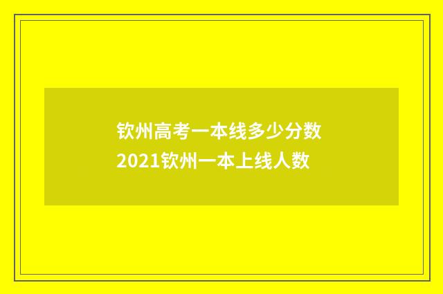 钦州高考一本线多少分数 2021钦州一本上线人数