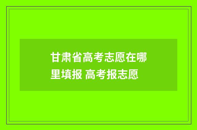 甘肃省高考志愿在哪里填报 高考报志愿
