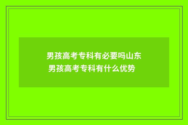 男孩高考专科有必要吗山东 男孩高考专科有什么优势