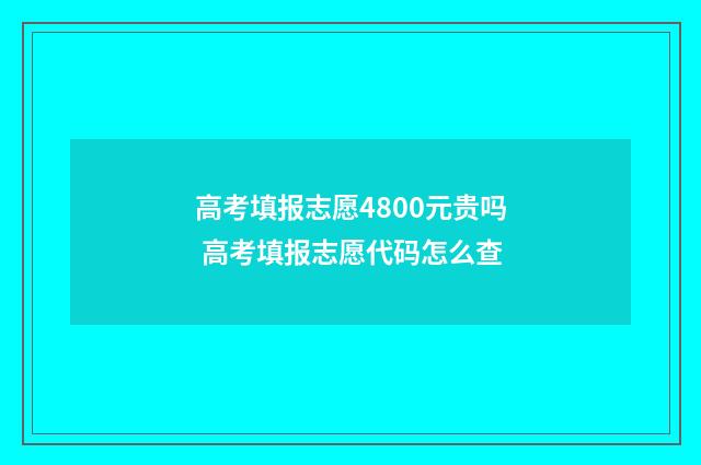 高考填报志愿4800元贵吗 高考填报志愿代码怎么查