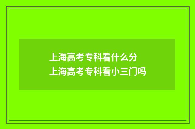 上海高考专科看什么分 上海高考专科看小三门吗