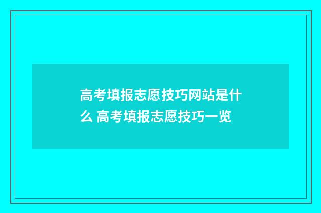 高考填报志愿技巧网站是什么 高考填报志愿技巧一览